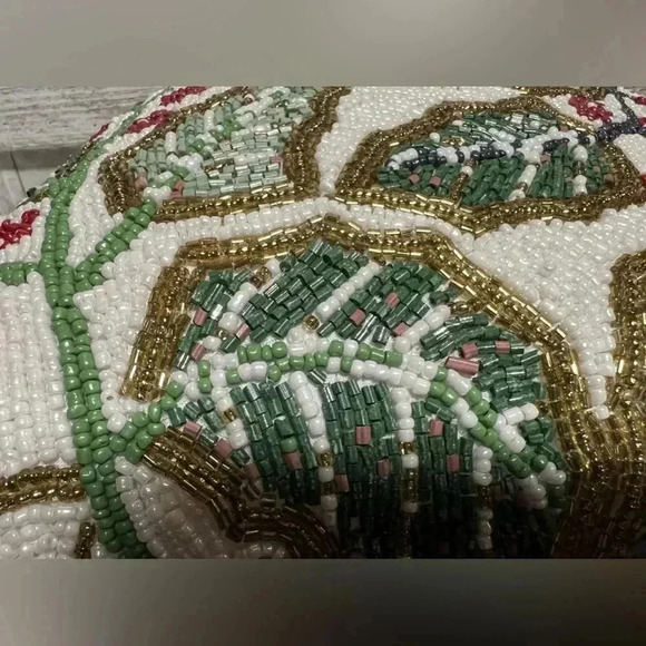 Cherished Traditions Holly & Berry Beaded Accent Pillow Christmas Decor - Picture 4 of 15